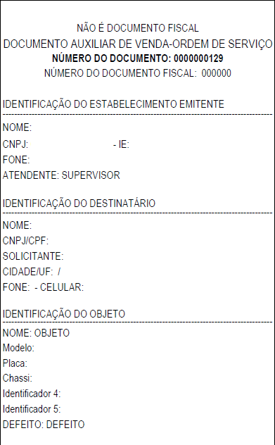 Compufour junho 10th, 2025 O Clipp Service permite que sua impressão seja configurada em 4 tipos diferentes, selecionando os mesmos, a impressão da OS será realizada conforme apresentado abaixo: