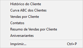 Compufour junho 1st, 2025 O sistema Clipp Store permite a geração de diversos relatórios. Em cada módulo do sistema teremos o menu Relatórios onde será possível visualizar os relatórios disponíveis respectivos ao módulo selecionado: 