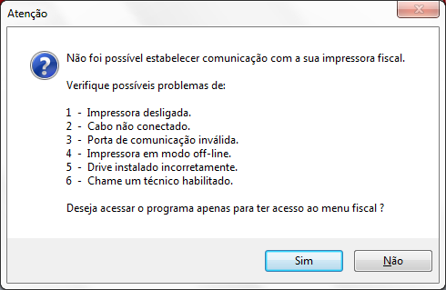 Compufour junho 3rd, 2025 Para que o Emissor de Cupom Fiscal (ECF) comunique corretamente com a sua impressora fiscal são necessárias algumas configurações. Caso não for efetuado algum procedimento corretamente serão apresentadas as seguintes mensagens: