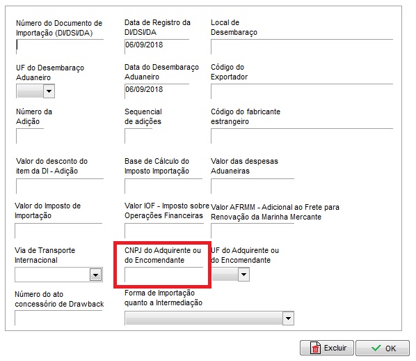 Compufour junho 8th, 2025 Ocorre no momento de emitir uma nota fiscal de importação, quando o CNPJ do adquirente ou do encomendante não está preenchido.