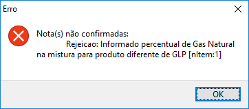 Compufour junho 2nd, 2025 Com o novo leiaute da nota 4.0 ao emitir uma NFe informando a %GLP, %Gás natural nacional e %Gás natural importado no produto que não for o código ANP 210203001 apresentará a mensagem: