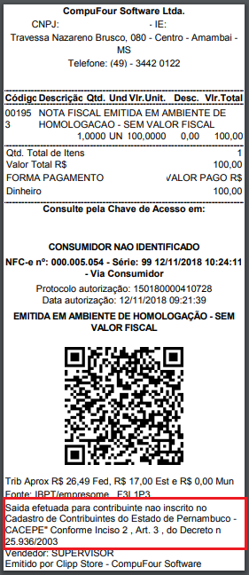 Compufour junho 10th, 2025 IMPORTANTE:  Essa alteração limita-se para alguns ramos de atividade, consulte sua contabilidade para verificar se sua empresa é obrigada a imprimir a informação.