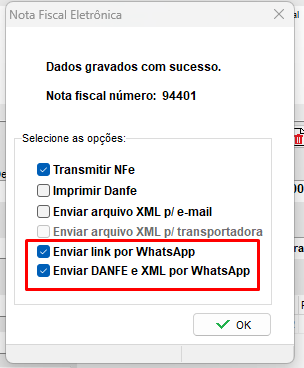 Compufour junho 6th, 2025 No sistema ClippPro, é possível fazer o envio da NFC-e e da NF-e no momento da transmissão da nota, através de um link gerado na nuvem, sem a necessidade de utilizar o WhatsApp Web ou WhatsApp Desktop.