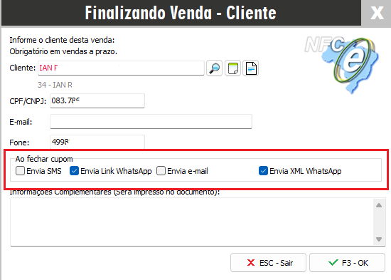 Compufour junho 6th, 2025 No sistema ClippPro, é possível fazer o envio da NFC-e e da NF-e no momento da transmissão da nota, através de um link gerado na nuvem, sem a necessidade de utilizar o WhatsApp Web ou WhatsApp Desktop.