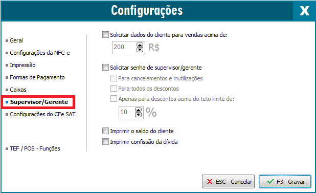 Compufour junho 4th, 2025 Antes de iniciar as vendas através do SAT, no primeiro acesso ao sistema é necessário realizar suas Configurações (F10). 