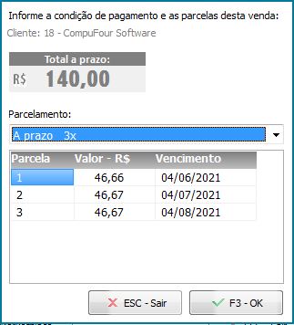Compufour junho 4th, 2025 Nesse fluxo, o cliente pede o condicional dos itens, ficará com todos eles mas deseja alterar a forma de pagamento inicial.