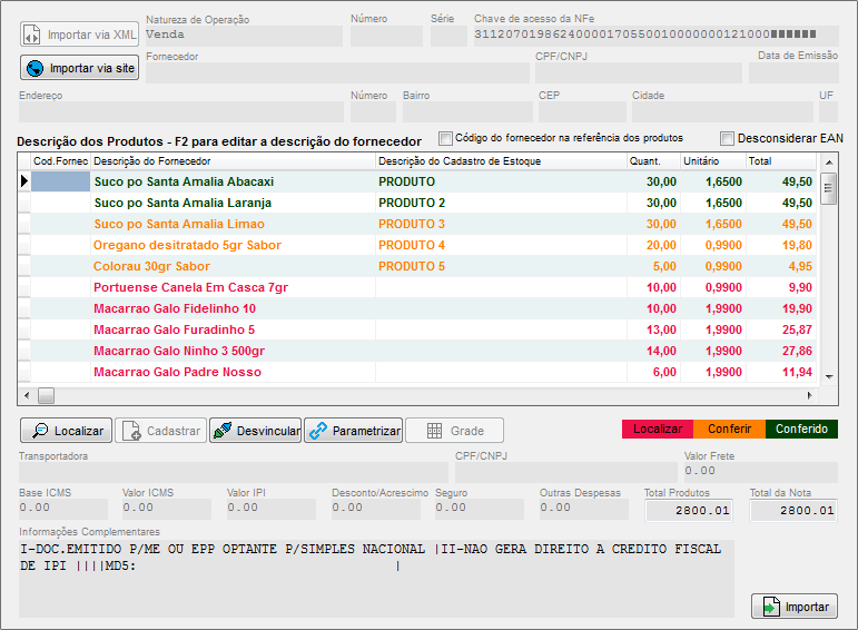 Compufour junho 1st, 2025 Importando o arquivo XML para Nota de Compra