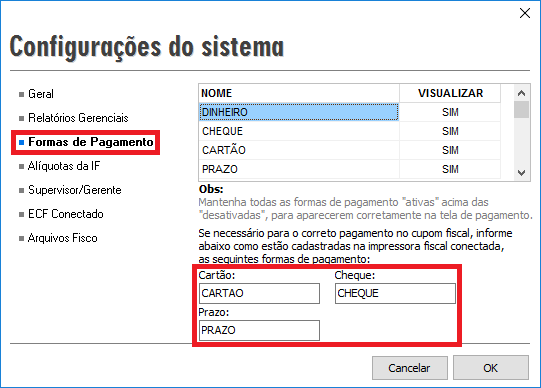 Compufour junho 1st, 2025 Antes de iniciar as vendas no Emissor de Cupom Fiscal é recomendado verificar algumas opções para o uso do sistema. Para isto, pressione F10 (Supervisão) > Configurações > Configurações do programa. 