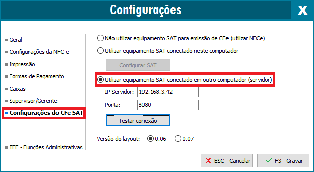 Compufour junho 4th, 2025 Antes de iniciar as vendas através do SAT, no primeiro acesso ao sistema é necessário realizar suas Configurações (F10). 