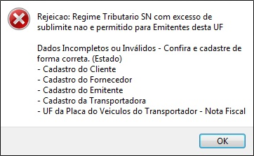 Compufour junho 8th, 2025 Ao emitir uma NF-e ou NFC-e, poderá ocorrer a seguinte mensagem: