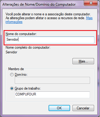 Compufour maio 31st, 2025 Clique com o botão da direita do mouse sobre a opção Computador / Propriedades, clique em Alterar Configurações, como mostra na imagem abaixo: