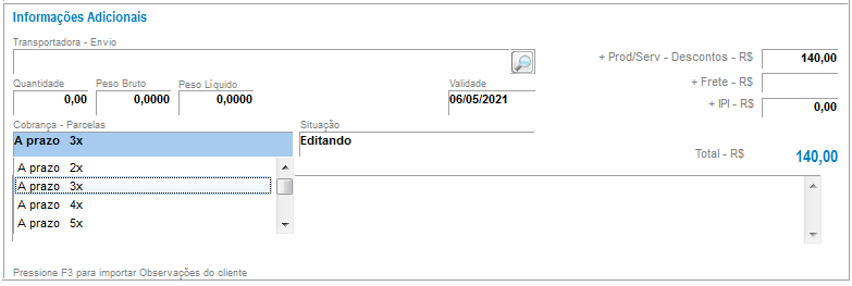Compufour junho 4th, 2025 Nesse fluxo, o cliente pede o condicional dos itens, ficará com todos eles mas deseja alterar a forma de pagamento inicial.