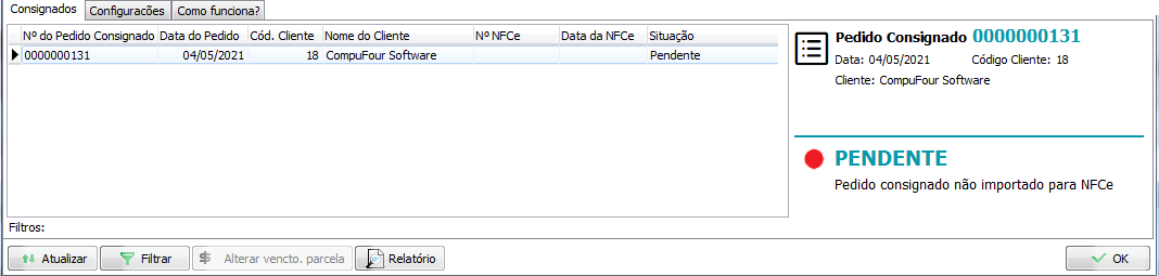 Compufour junho 4th, 2025 Nesse fluxo, o cliente pede o condicional dos itens mas acaba preferindo não ficar com nenhum produto, então é feita a devolução total.