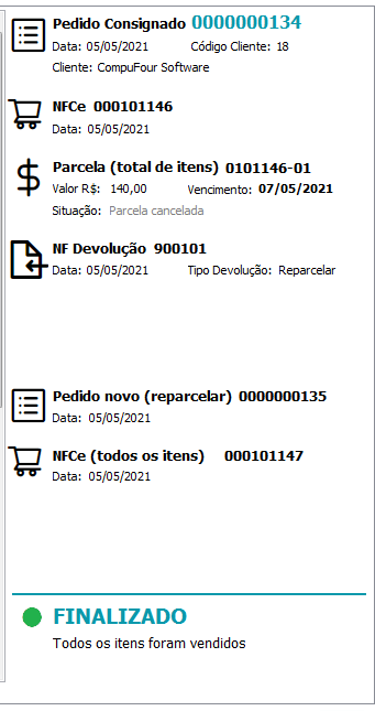 Compufour junho 4th, 2025 Nesse fluxo, o cliente pede o condicional dos itens, ficará com todos eles mas deseja alterar a forma de pagamento inicial.