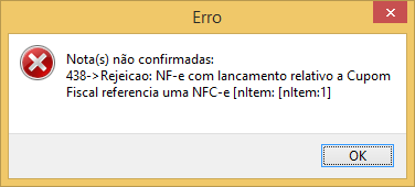Compufour junho 8th, 2025 Quando for emitida uma NF-e com o CFOP igual a 5929 ou 6929 e for referenciada uma NFC-e (modelo 65), poderá ocorrer a mensagem. Caso ocorrer a mensagem é devido a SEFAZ do seu estado não aceitar o CFOP 5929 / 6929 para a emissão de uma NF-e vinculada a uma NFC-e. 