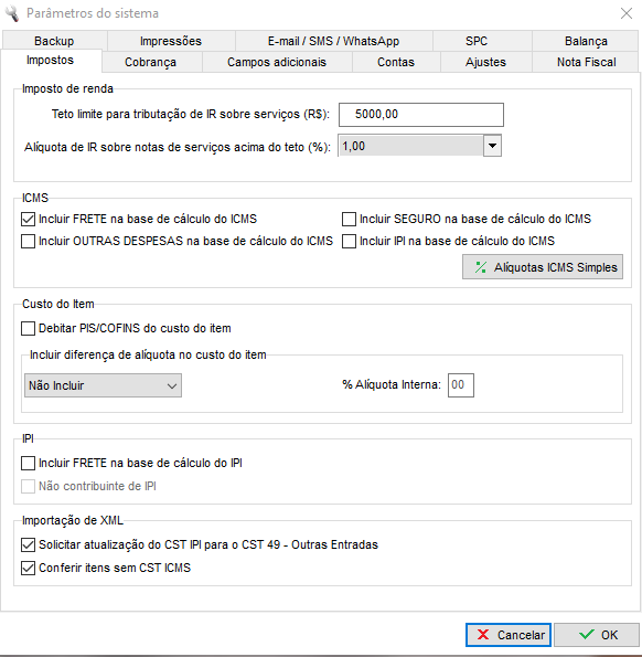 Compufour junho 2nd, 2025 Abaixo estarão listadas as funções das principais configurações disponíveis no sistema Clipp Store.