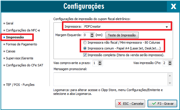 Compufour junho 4th, 2025 Antes de iniciar as vendas através do SAT, no primeiro acesso ao sistema é necessário realizar suas Configurações (F10). 