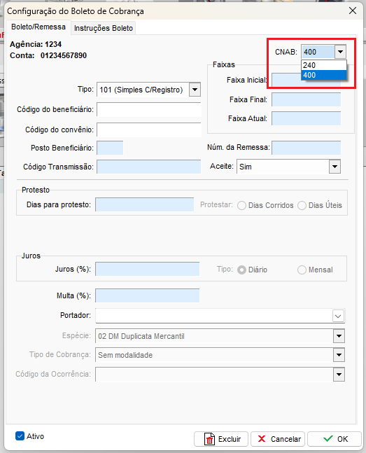 Compufour junho 9th, 2025 Configuração de Boleto de Cobrança - Santander