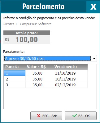 Compufour junho 2nd, 2025 O Clipp Store possui um recurso que permite efetuar o cadastro de formas de parcelamento conforme a necessidade da empresa. No cadastro de parcelamentos são definidas as condições de pagamento das vendas a prazo ou à vista bem como o intervalo de dias entre cada parcela.