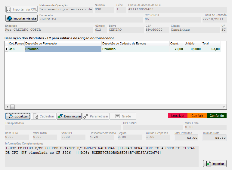 Compufour junho 2nd, 2025 O Clipp Store possui um recurso que permite parametrizar os produtos para importação do arquivo XML recebido do fornecedor. Este recurso facilita o lançamento da nota de compra agilizando o processo. 