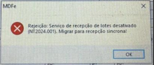 Compufour junho 3rd, 2025 Rejeição - Serviço de recepção de lotes desativado (NT 2024.001). Migrar para recepção sincrona!