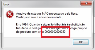Compufour junho 9th, 2025 Ao enviar os arquivos do estoque ao fisco é apresentada a mensagem: