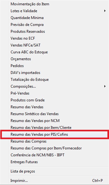 Compufour junho 1st, 2025 Para gerar um relatório das vendas efetuadas com produtos monofásicos de PIS e COFINS, primeiramente deverá ter o cadastro dos produtos devidamente preenchido no seu módulo de Estoque.