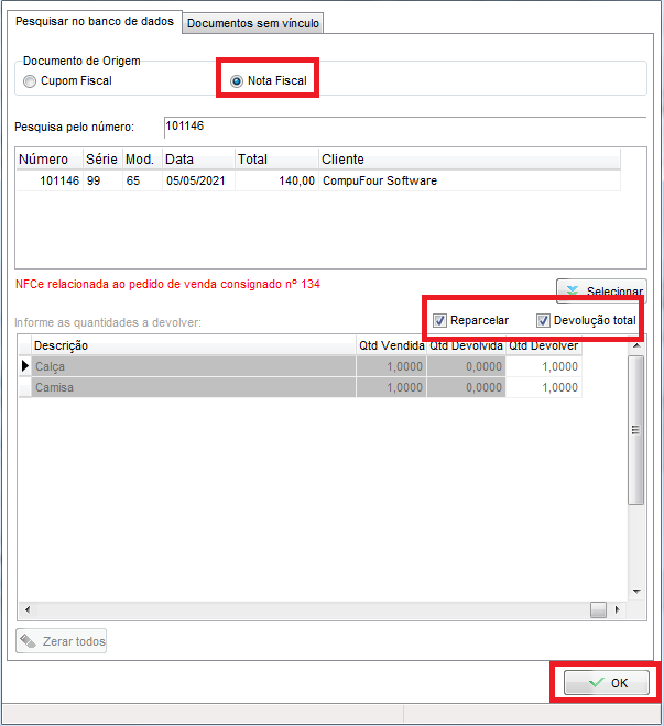 Compufour junho 4th, 2025 Nesse fluxo, o cliente pede o condicional dos itens, ficará com todos eles mas deseja alterar a forma de pagamento inicial.
